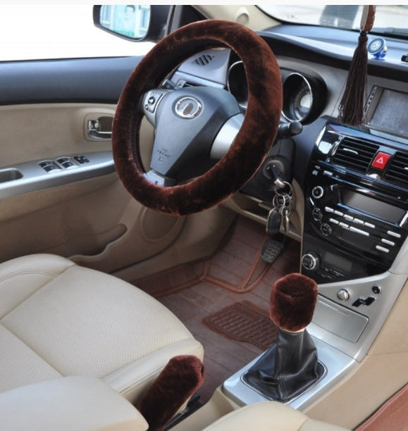 Car Fleece Steering Wheel Cover. Short Plush Steering Wheel