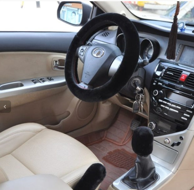 Car Fleece Steering Wheel Cover. Short Plush Steering Wheel
