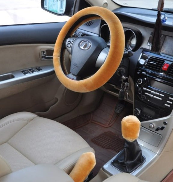 Car Fleece Steering Wheel Cover. Short Plush Steering Wheel