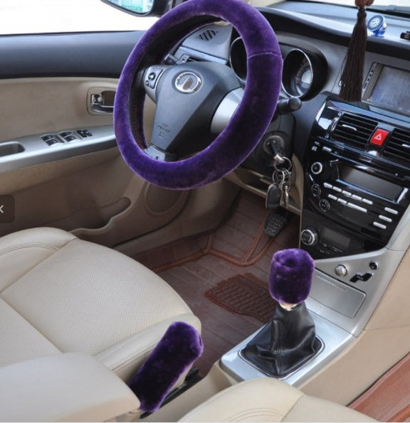 Car Fleece Steering Wheel Cover. Short Plush Steering Wheel