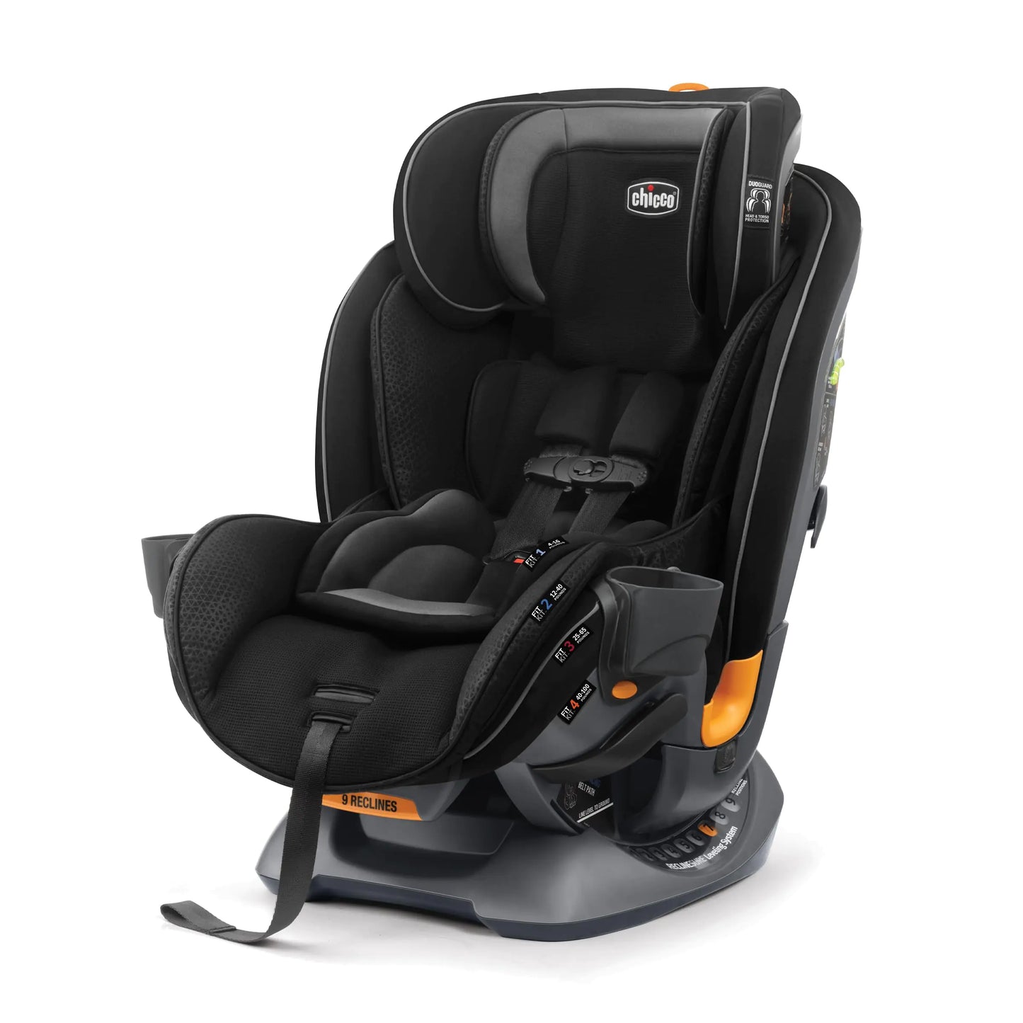Chicco Fit4 4-in-1 Convertible Car Seat – Rear & Forward Facing + Booster | Grows with Child from 4–100 lbs | Element/Black
