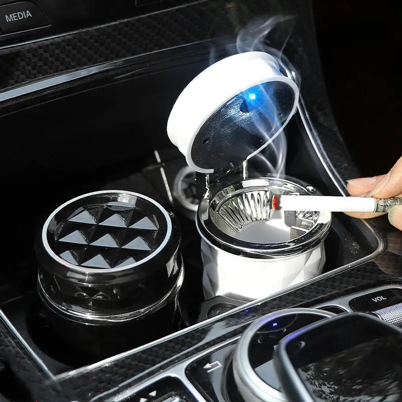 Diamond Cut LED Car Ashtray with High-Temp Resistance